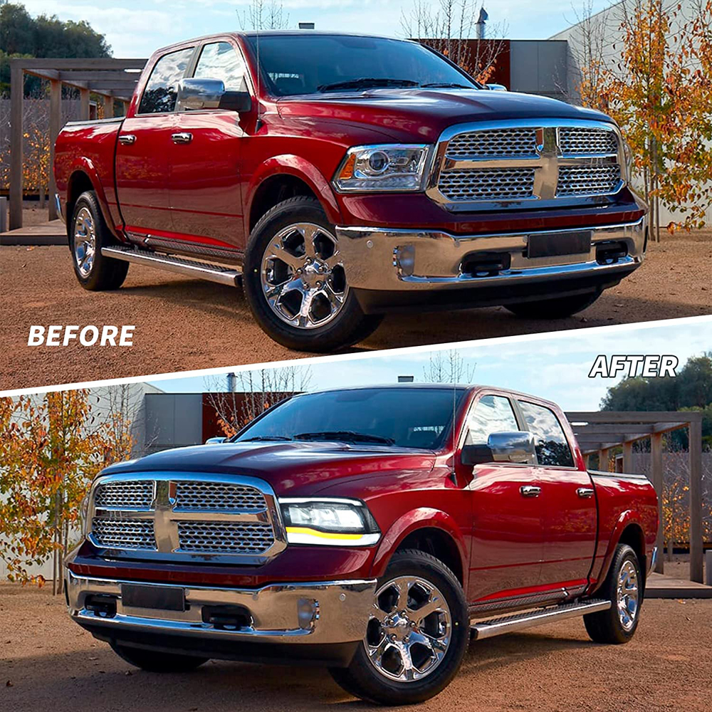  VLAND Led Headlights Compatible with Dodge RAM 1500/2500/3500  2009-2018 & RAM 1500 Classic 2019-2021 w/Breathing Light w/Dynamic  Animation w/Sequential, Clear Reflector : Automotive