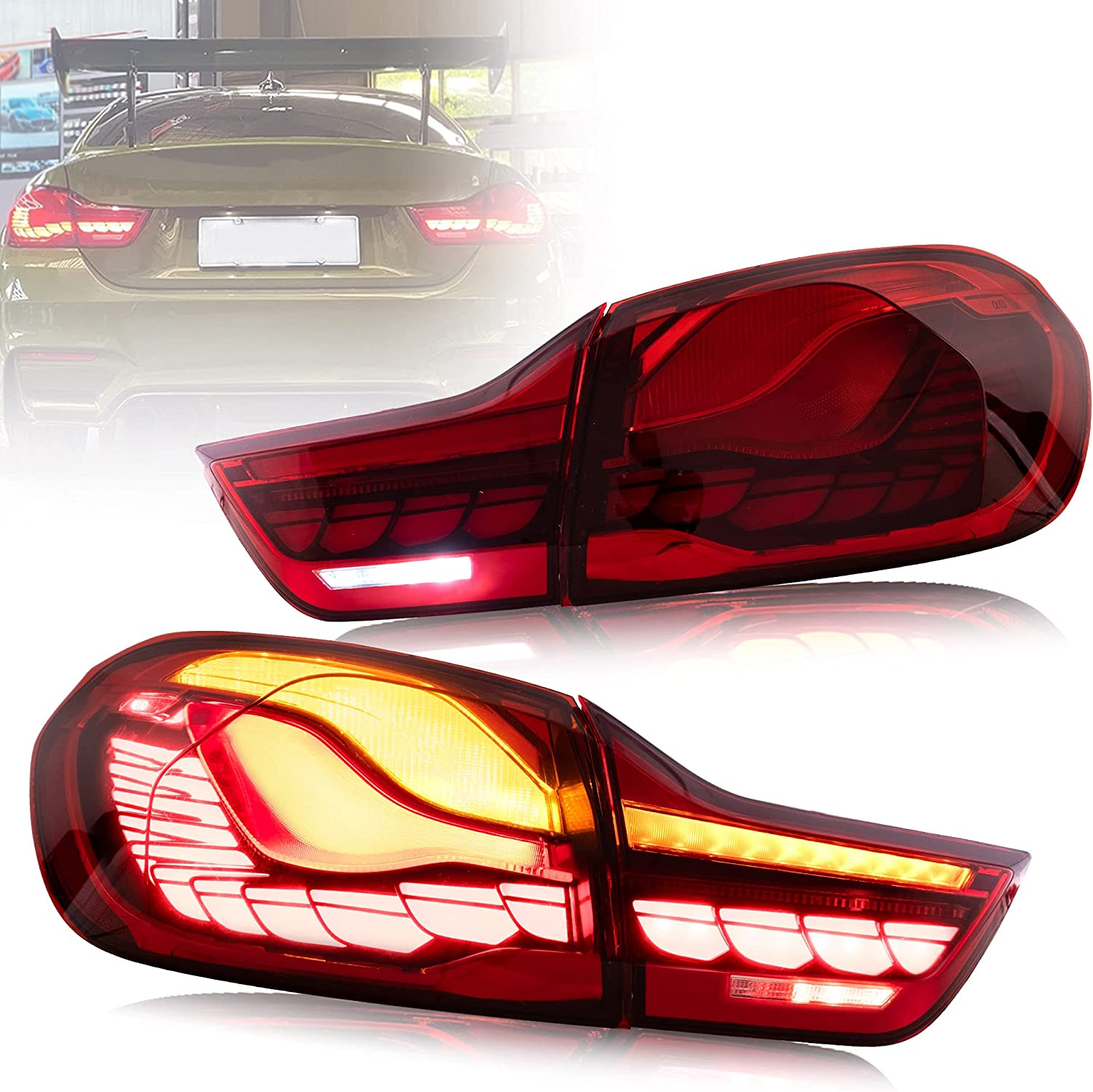 VLAND BMW 4シリーズ M4 ドラゴンテール Red OLED Tail Lights For 14-20 BMW 4-Series M4 F82 F83 F32 F36