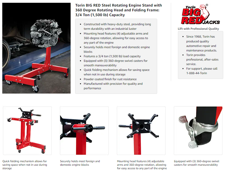 パーツ BIG RED MACHINE Amazon.com: BIG RED AT25002R Torin Rotating Engine Stand