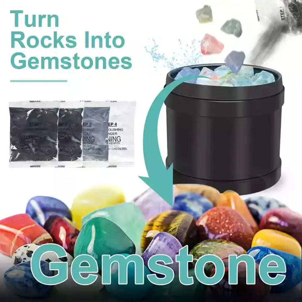  Rock Tumbler Kit, Professional Tumbling Stone Polisher with  Button 7 Day Polishing Timer, Rock Polisher with Rough Gemstones, 4  Polishing Grits, Jewelry Fastenings, Geology Hobby Toy for Kids Adults :  Toys