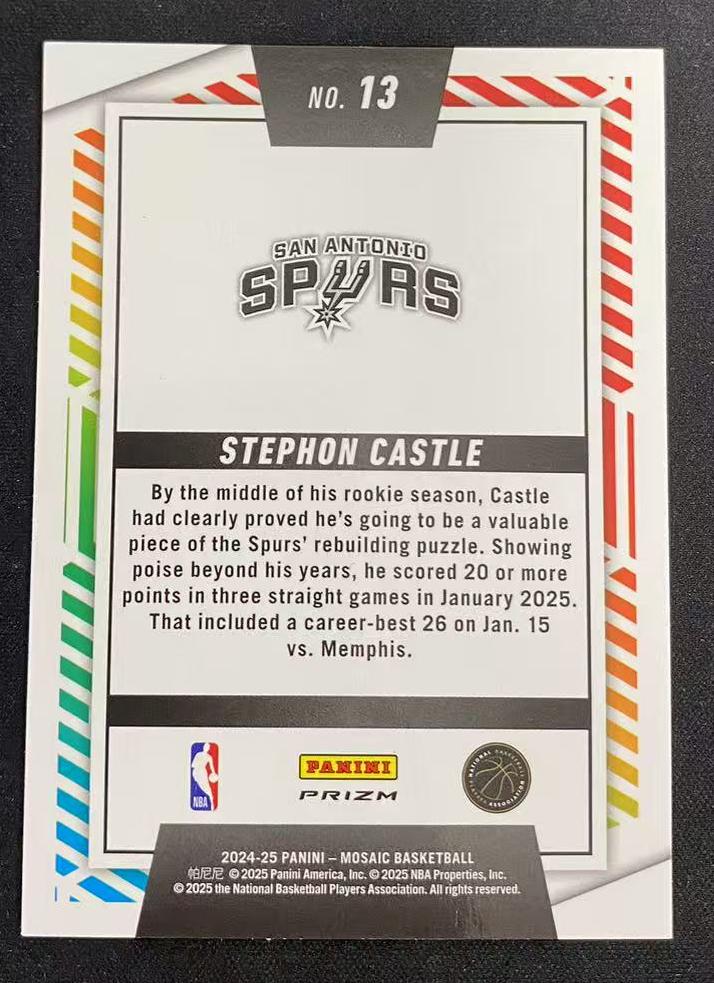 2024-25 Panini Mosaic Stephon Castle RC Rookie #13 Razzle Dazzle