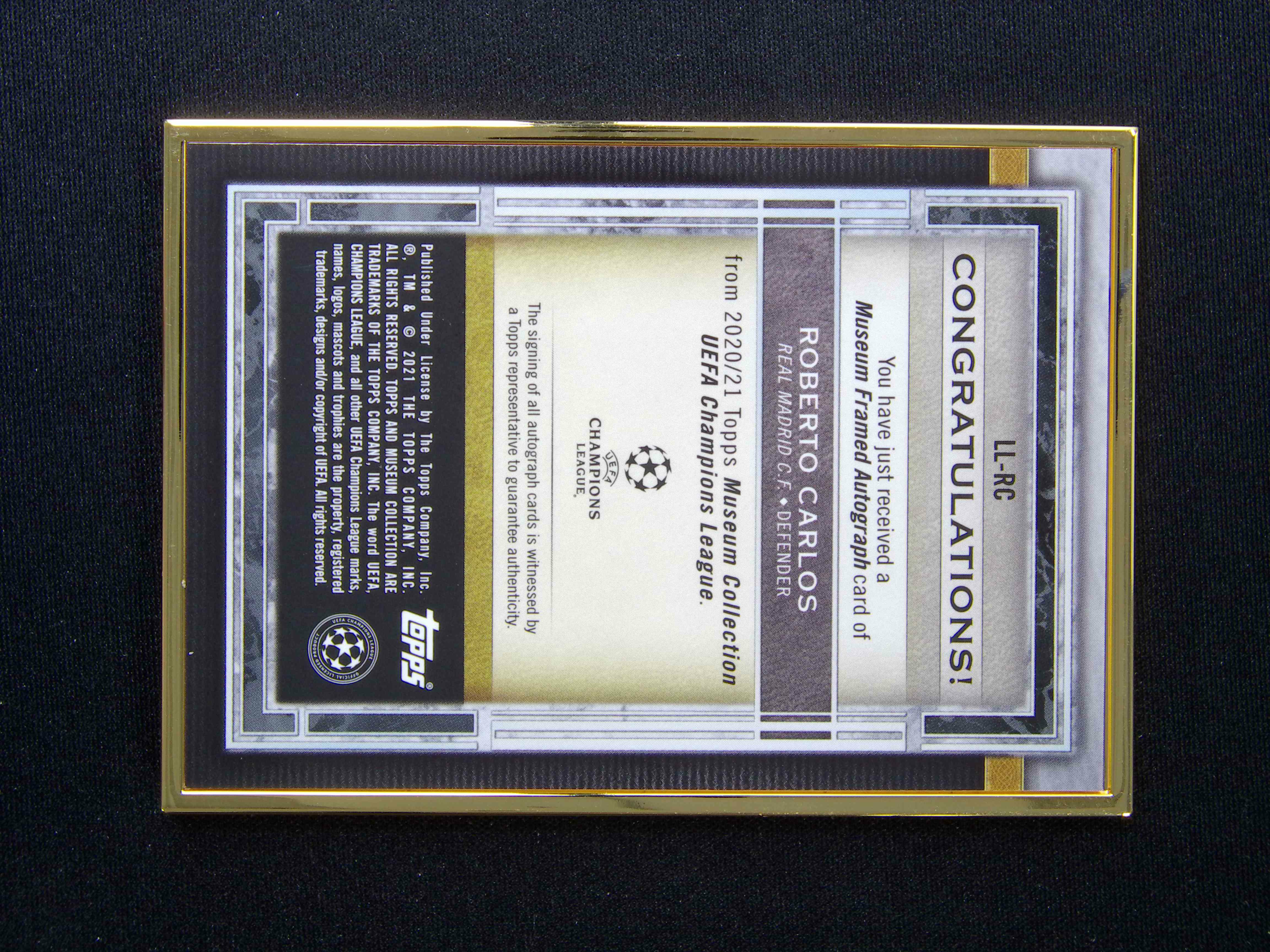 2020-21 Topps Museum UEFA Roberto Carlos Gold Framed Auto /50 | eBay