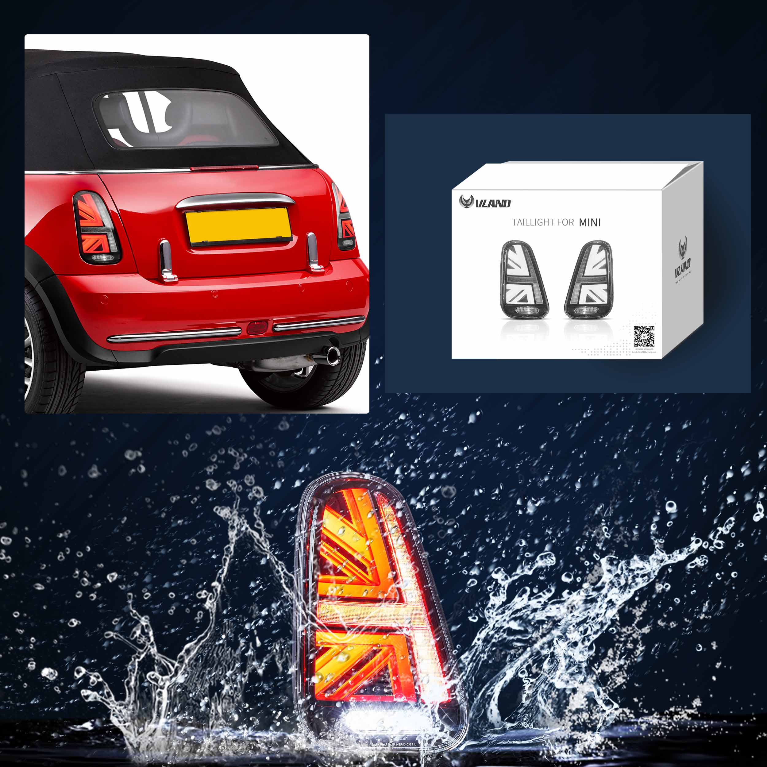 thumbnail image 2 of VLAND LED Tail Lights For Mini Cooper R50 R52 R53 2001-2006 – Clear With Startup Animation 2 of 5