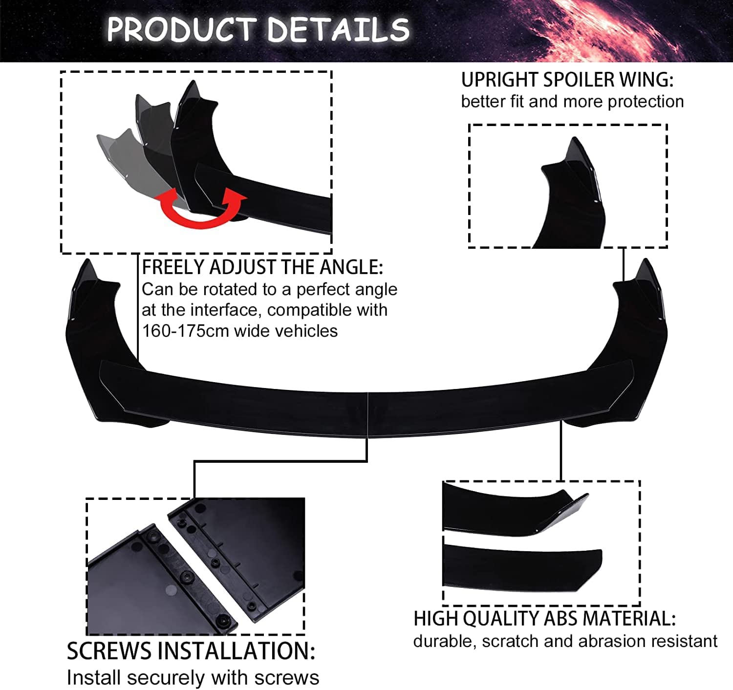 Fit For Nissan Pulsar C13 2014-18 Front Bumper Lip Spoiler