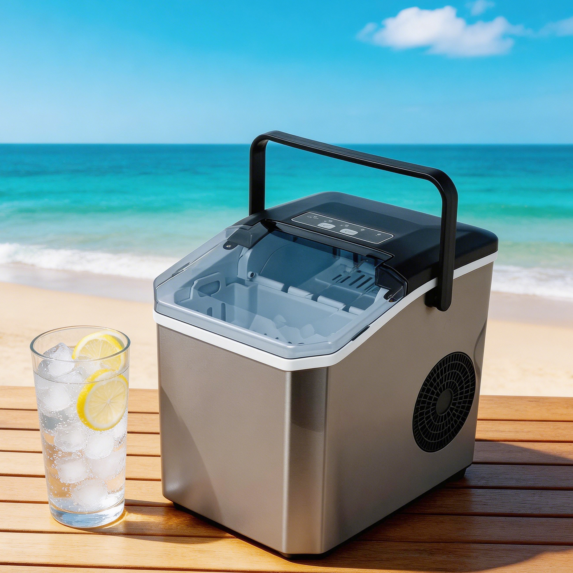 Portable Ice Maker Countertop Ice Machine, Digital Controls 14KG/24H , 6-10 Mins