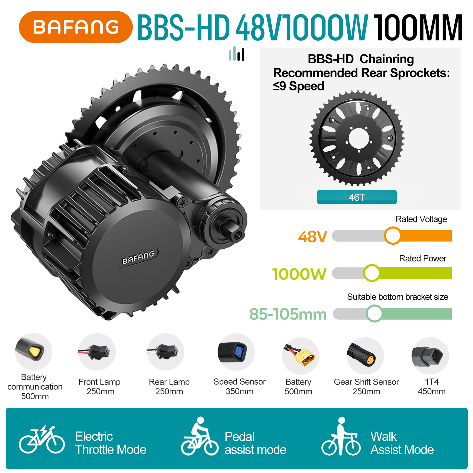 Bafang 48v 1000w リアハブモーター 搭載用キット Bafang BBS-HD 48V 1000W Electric Bike Mid Drive Motor Kit