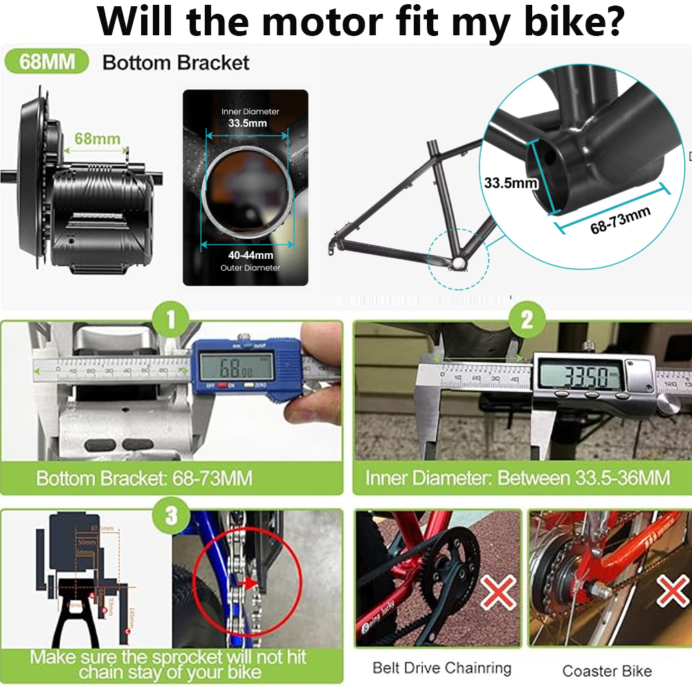 48V750W Mid Drive Motor Kit Tongsheng Torque Sensor TSDZ8 E-bike