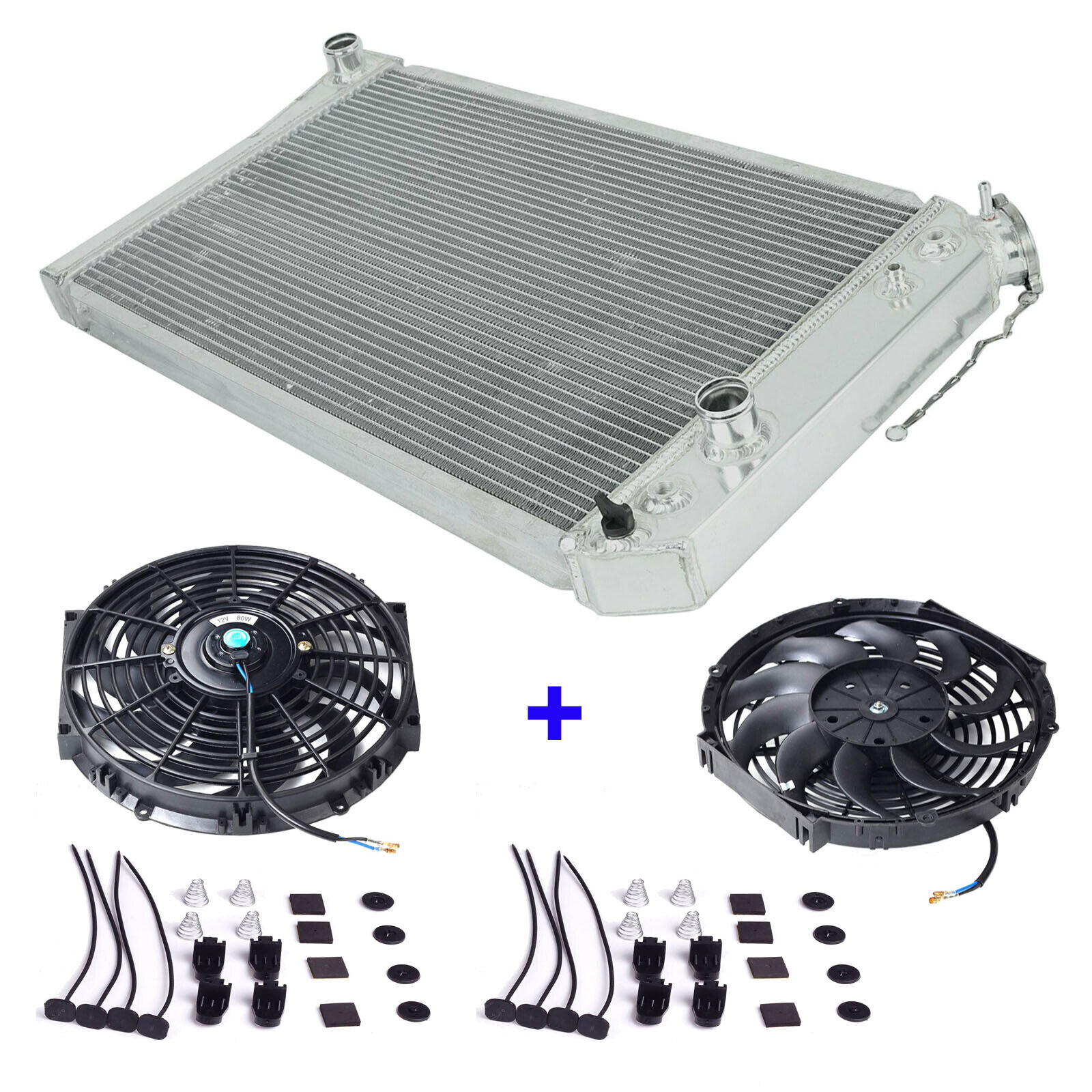 Aluminum 3-Row Radiator W/ Dual 12" Fans For Chevy S10 Blazer V8 1982-2002