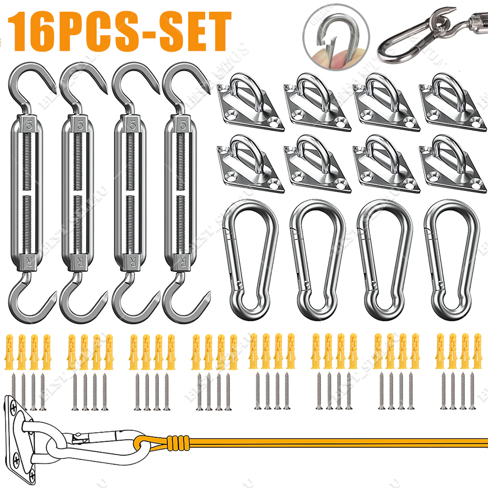 Sun Sail Shade Canopy Stainless Steel Fixing Fittings Hardware Accessory Kit UK - Picture 23 of 27