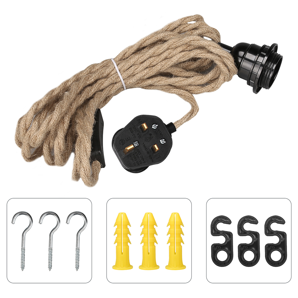 Fabric Flex Cable kit Plug In Pendant Lamp Light Set E27 Fitting Vintage Bulb UK - Picture 36 of 44