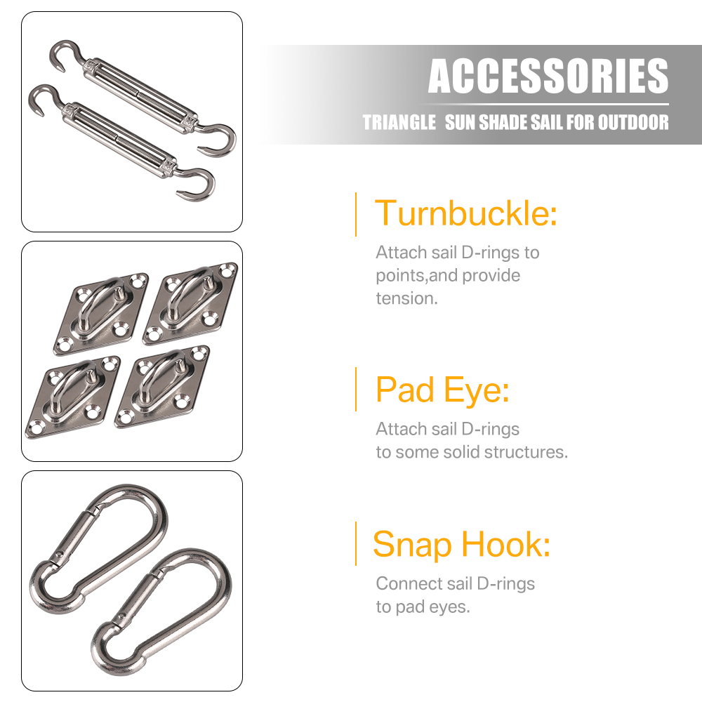 Sun Sail Shade Canopy Stainless Steel Fixing Fittings Hardware Accessory Kit UK - Picture 25 of 27