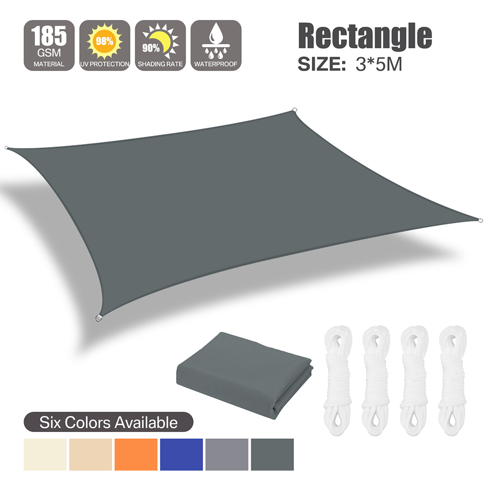WATERPROOF HEAVY DUTY SUN SHADE SAIL GARDEN PATIO AWNING CANOPY 98% UV BLOCK UK - Picture 89 of 94