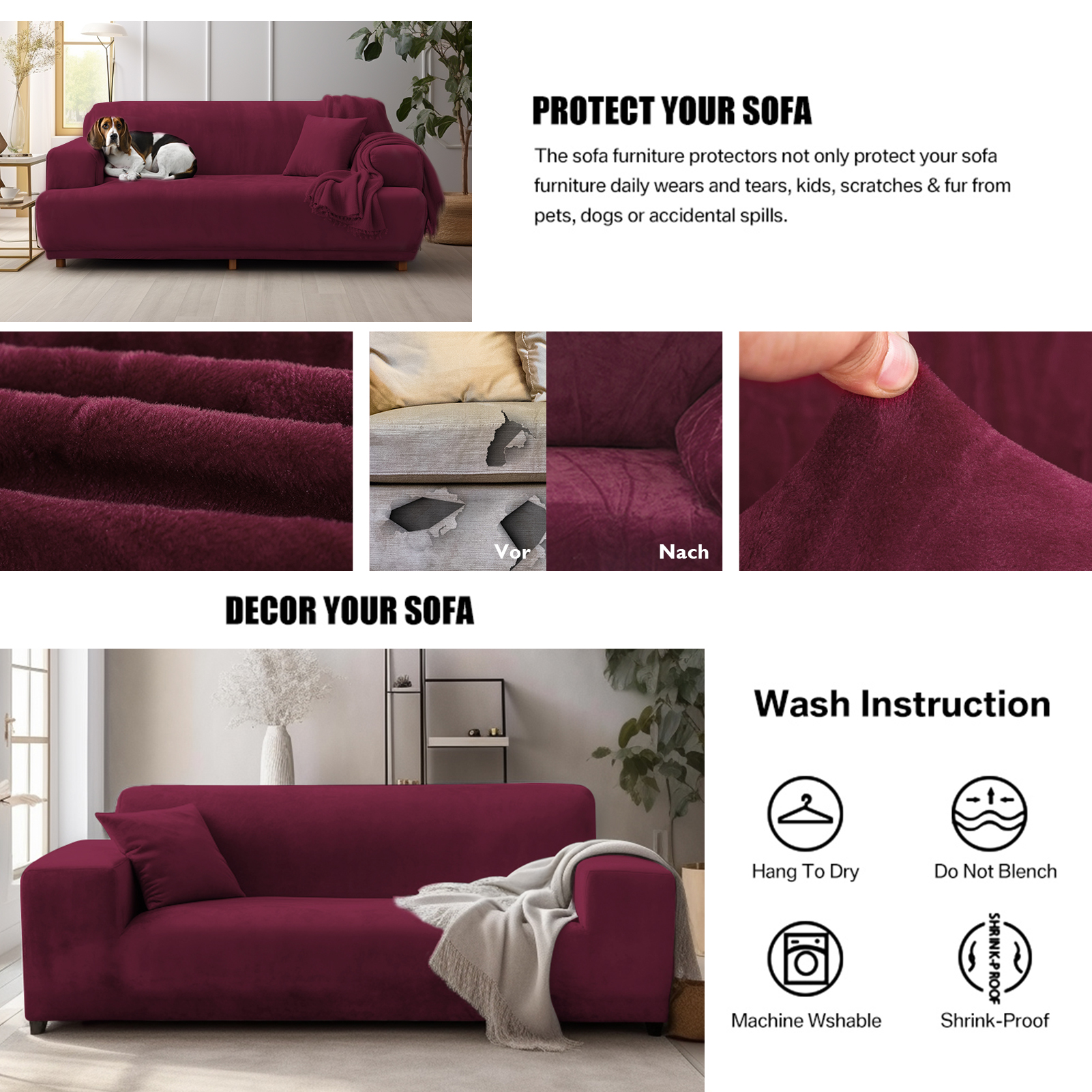 UK SAMT Elastisch STRETCH SOFABEZÜGE Schutzbezug Sofa 1/2/3/4 Sitzer - Bild 45 von 66