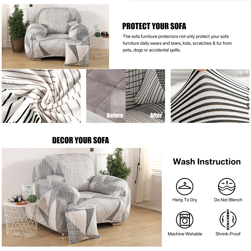 1/2/3/4 Seater Printed Sofa Cover Elastic Stretch Slipcover Protector Sofa Couch - Picture 119 of 146