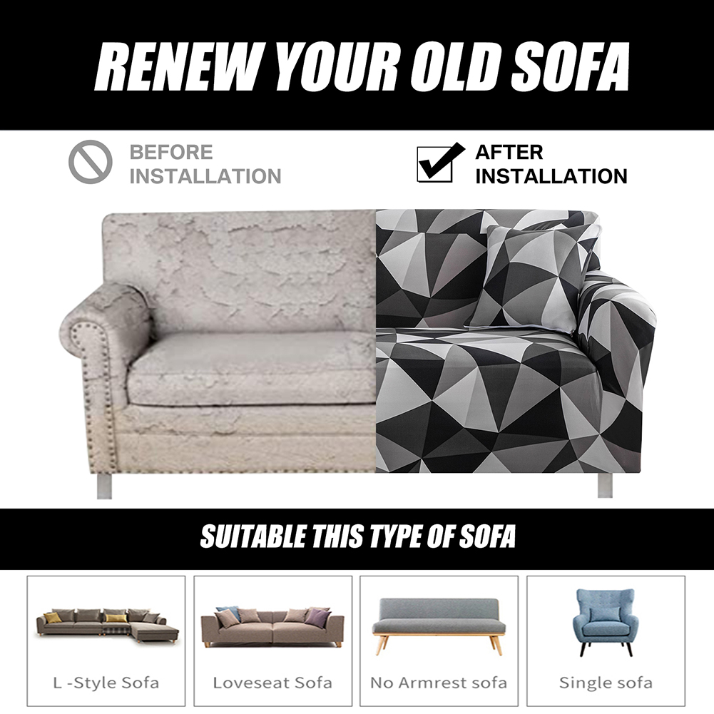 1/2/3/4 Seater Printed Sofa Cover Elastic Stretch Slipcover Protector Sofa Couch - Picture 137 of 146