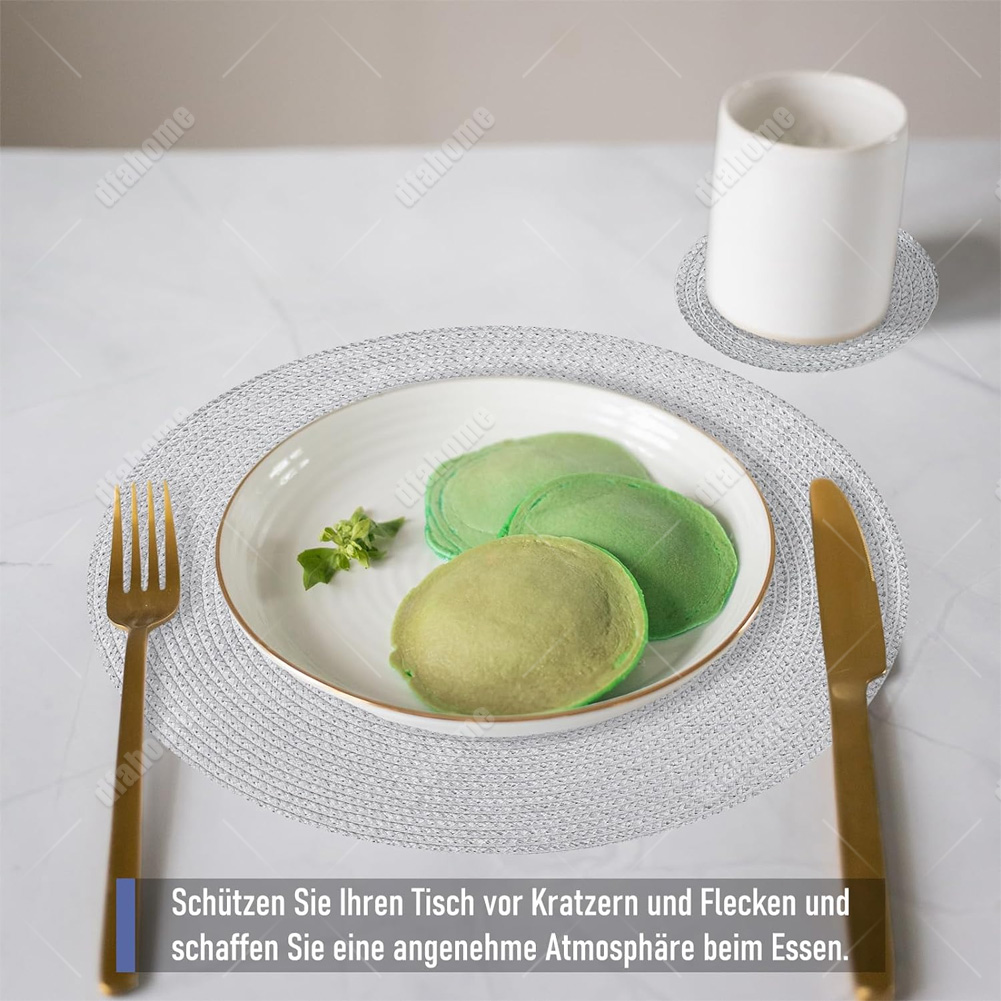 12er Set runde Tischsets und Untersetzer gewebte Tischmatten für Esstisch - Bild 27 von 38