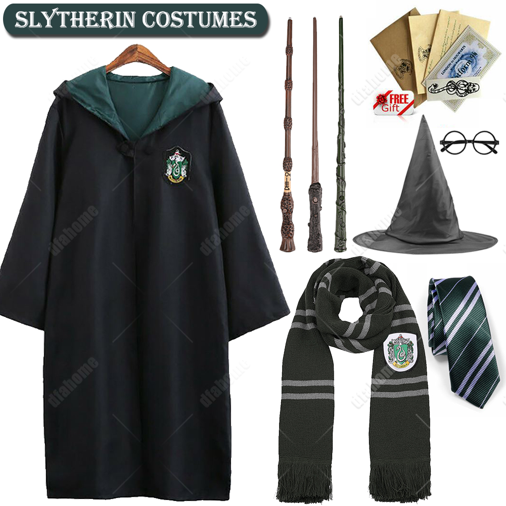 Harry Potter Hogwarts Adult Child Robe Cloak Tie Scarf Har Glasses Wand Costumes - Picture 16 of 26