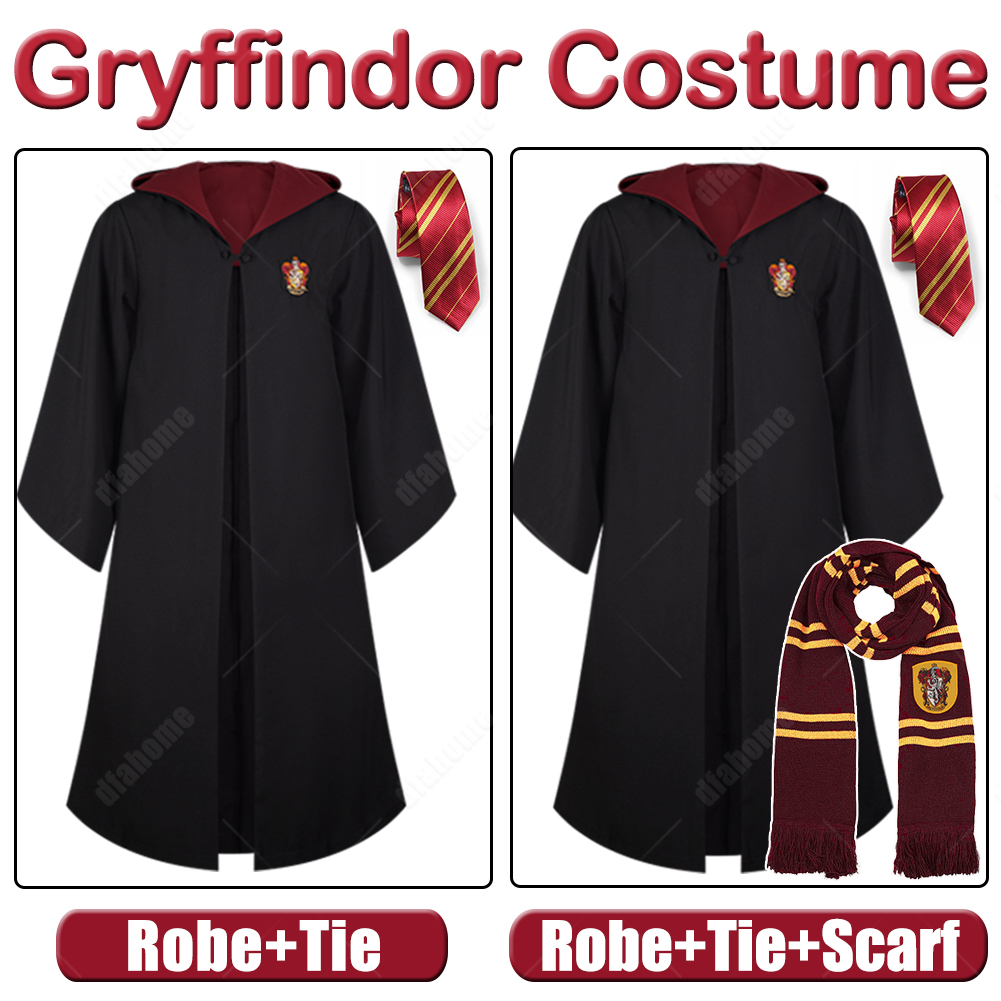 Harry Potter Hermione Dumbledore Gryffindor Robe Cloak Tie Wand Scarf Costume UK - Picture 13 of 27