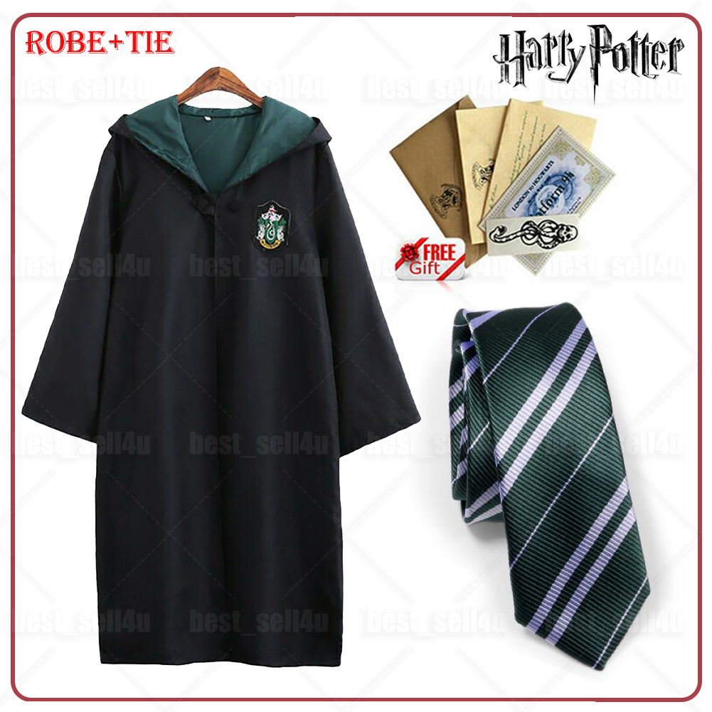 Harry Potter Gryffindor Ravenclaw Slytherin Hufflepuff Robe Cloak Tie Costume UK - Picture 14 of 27