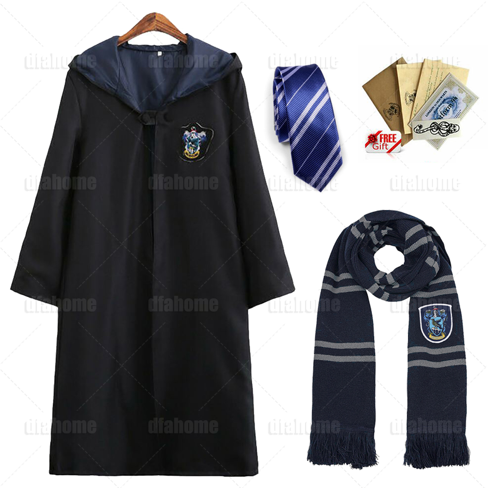 UK Harry Potter Gryffindor Ravenclaw Slytherin Robe Cloak Tie Costume Wand Scarf - Picture 19 of 30