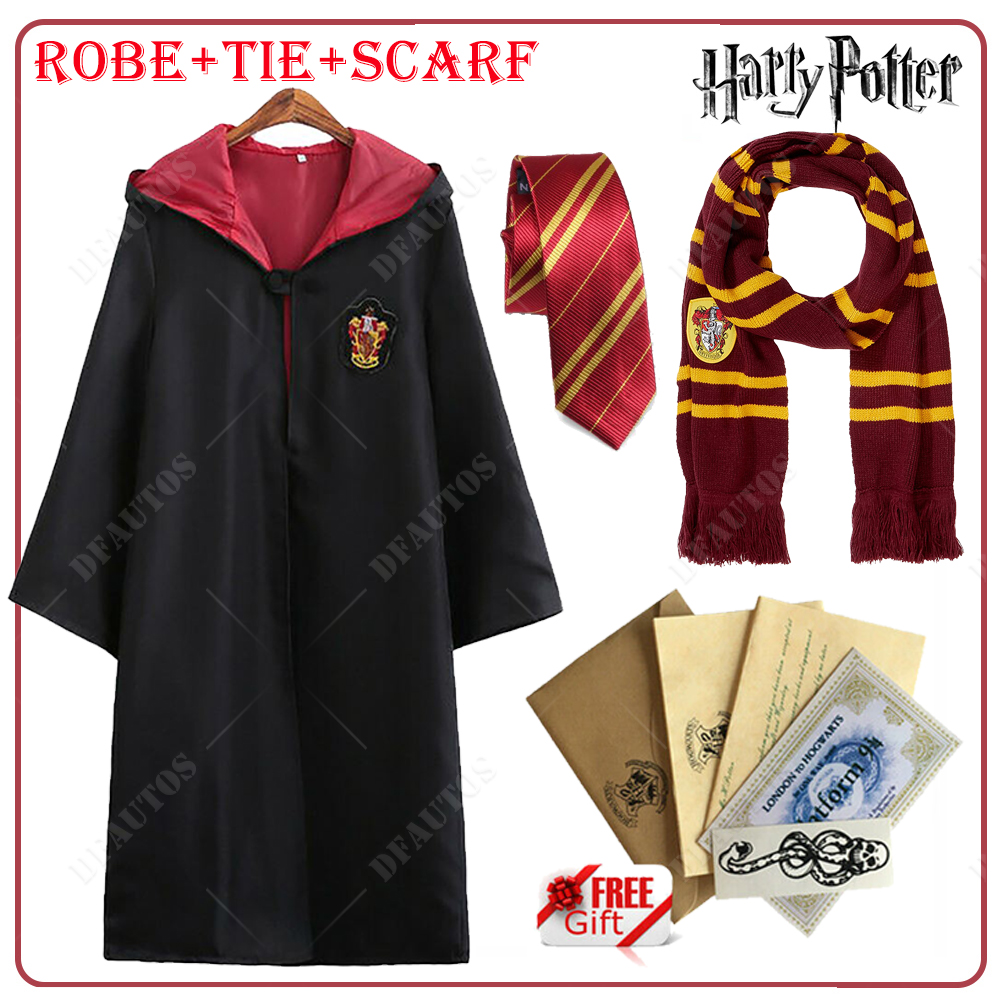 UK Harry Potter Gryffindor Ravenclaw Slytherin Robe Cloak Tie Costume Wand Scarf - Picture 17 of 30