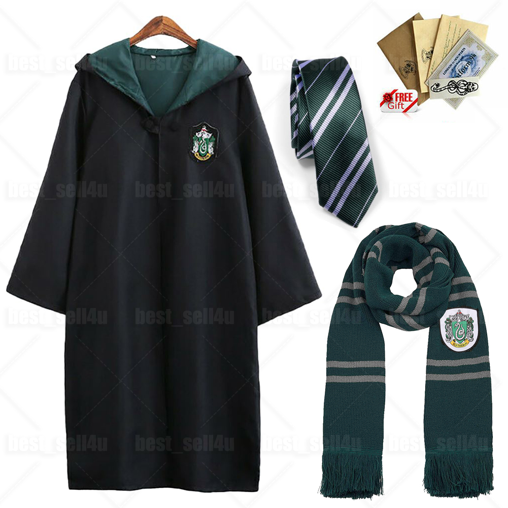 UK Harry Potter Gryffindor Ravenclaw Slytherin Robe Cloak Tie Costume Wand Scarf - Picture 18 of 30