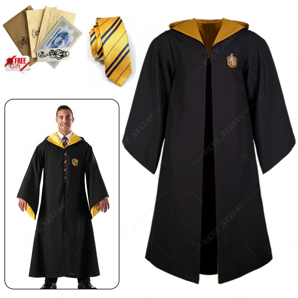 UK Harry Potter Gryffindor Ravenclaw Slytherin Hufflepuff Robe Cloak Tie Costume - Picture 14 of 32