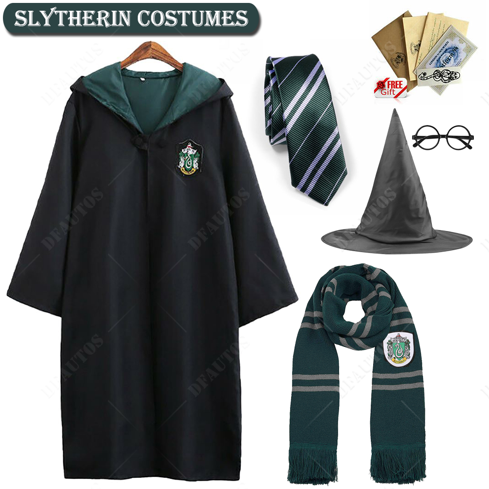 Harry Potter Hogwarts Adult Child Robe Cloak Tie Scarf Har Glasses Wand  Costumes