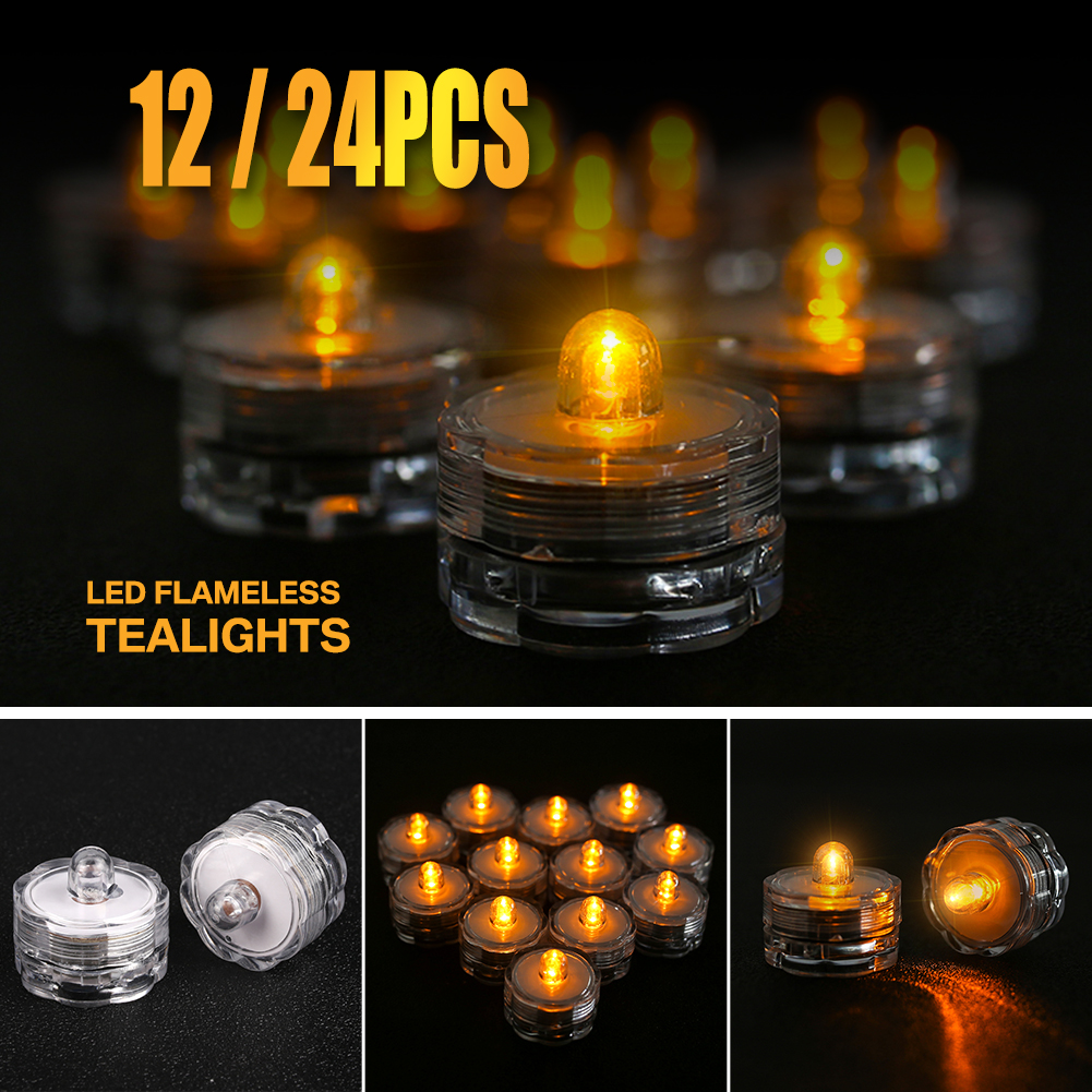 12/24PCS Tea Light Submersible Waterproof Battery Operated Vase Light Home Decor - Picture 25 of 48