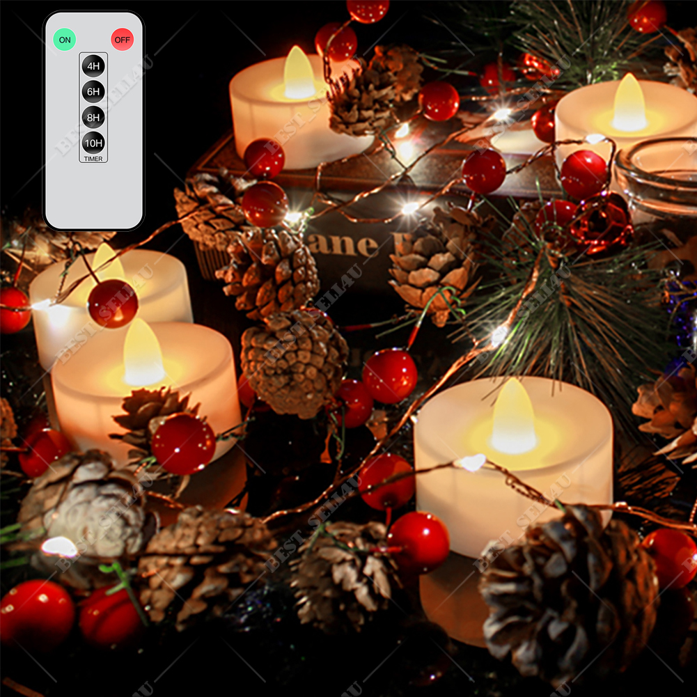 6/12/24pcs Led Tea Lights Candles LED FLAMELESS Battery Operated W/ timer remote - Picture 21 of 40