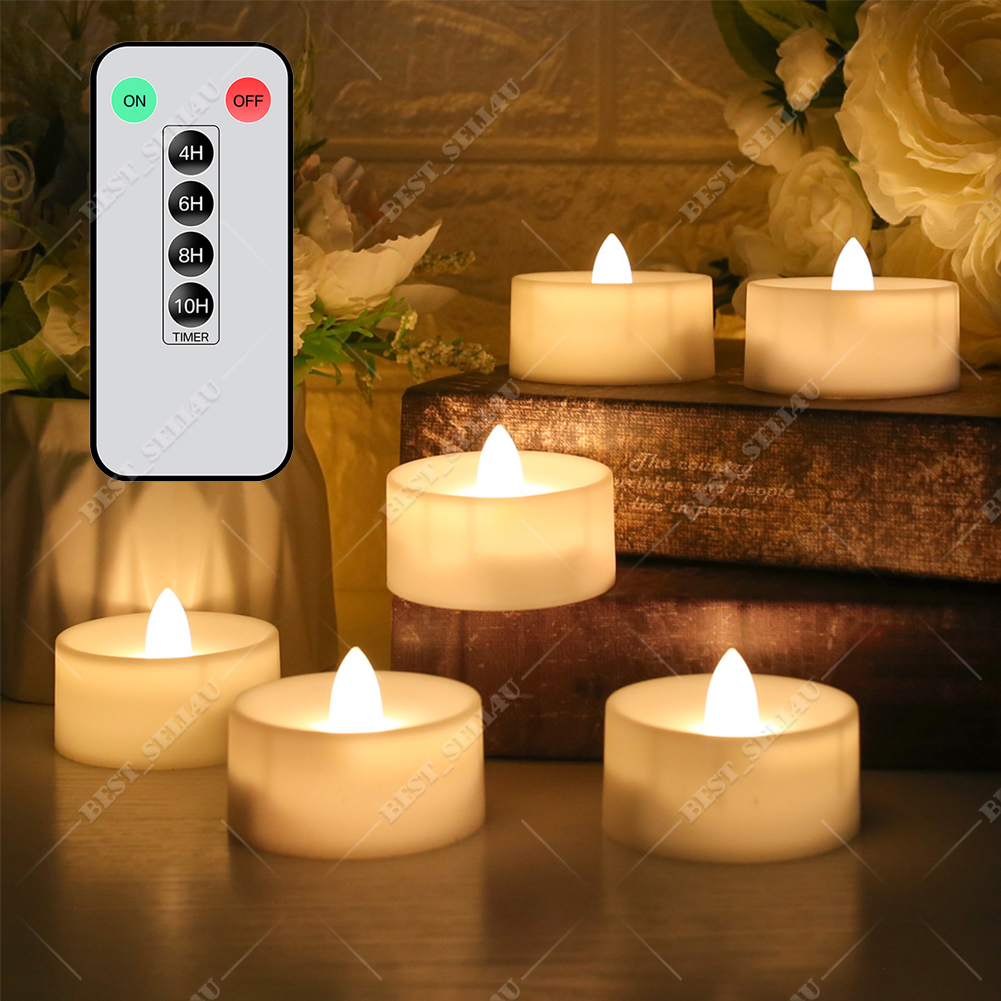 6/12/24pcs Led Tea Lights Candles LED FLAMELESS Battery Operated W/ timer remote - Picture 20 of 40