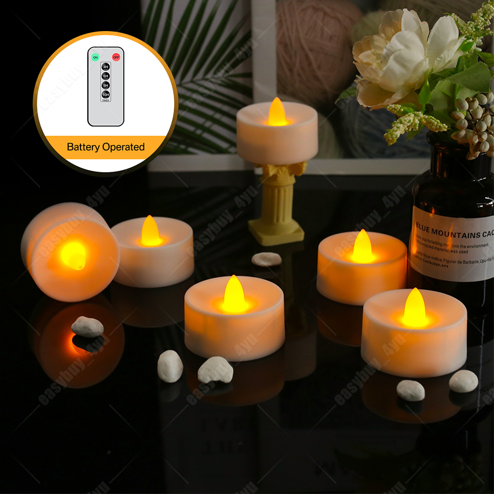 6/12/24pcs Led Tea Lights Candles LED FLAMELESS Battery Operated W/ timer remote - Picture 17 of 40