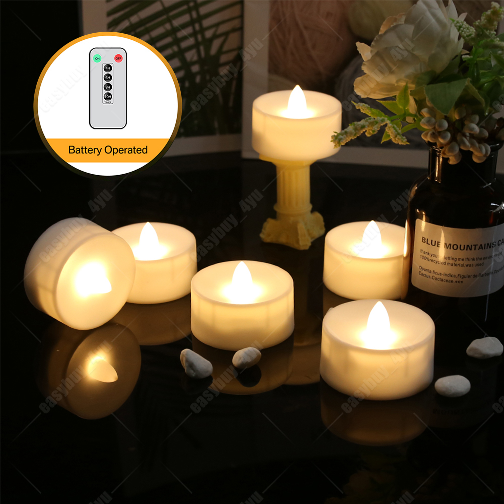 6/12/24pcs Led Tea Lights Candles LED FLAMELESS Battery Operated W/ timer remote - Picture 18 of 40