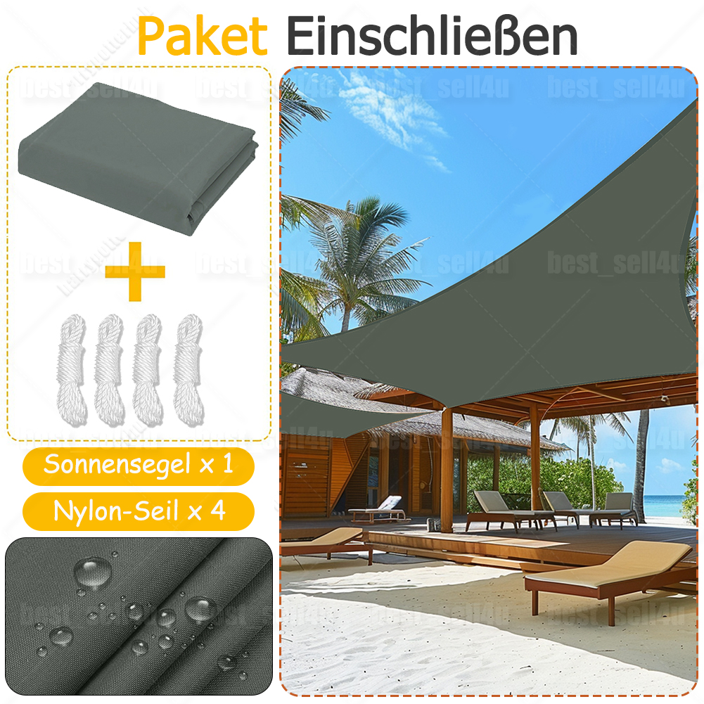 Sonnensegel Wasserdicht Rechteck Sonnenschutz Tarp Camping UV Schutz PES Balkon