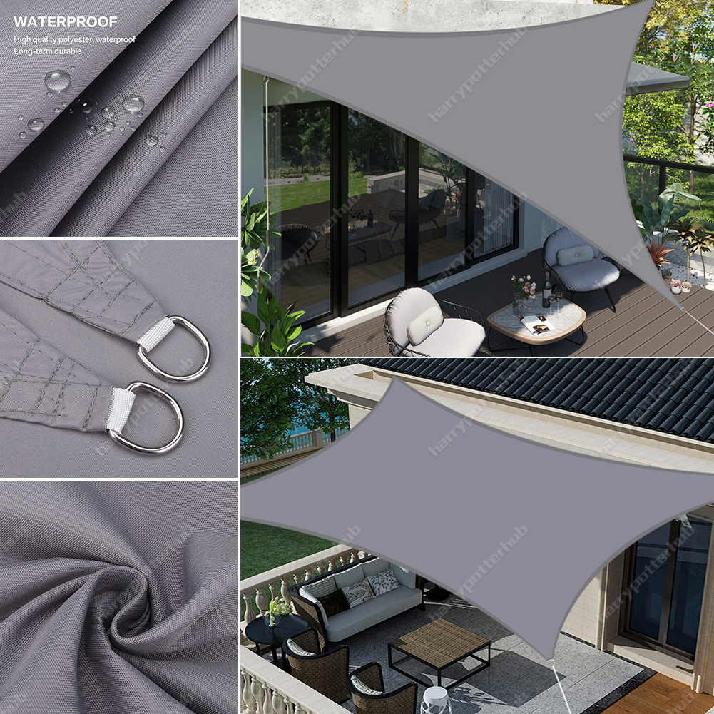 WATERPROOF HEAVY DUTY SUN SHADE SAIL GARDEN PATIO AWNING CANOPY 98% UV BLOCK