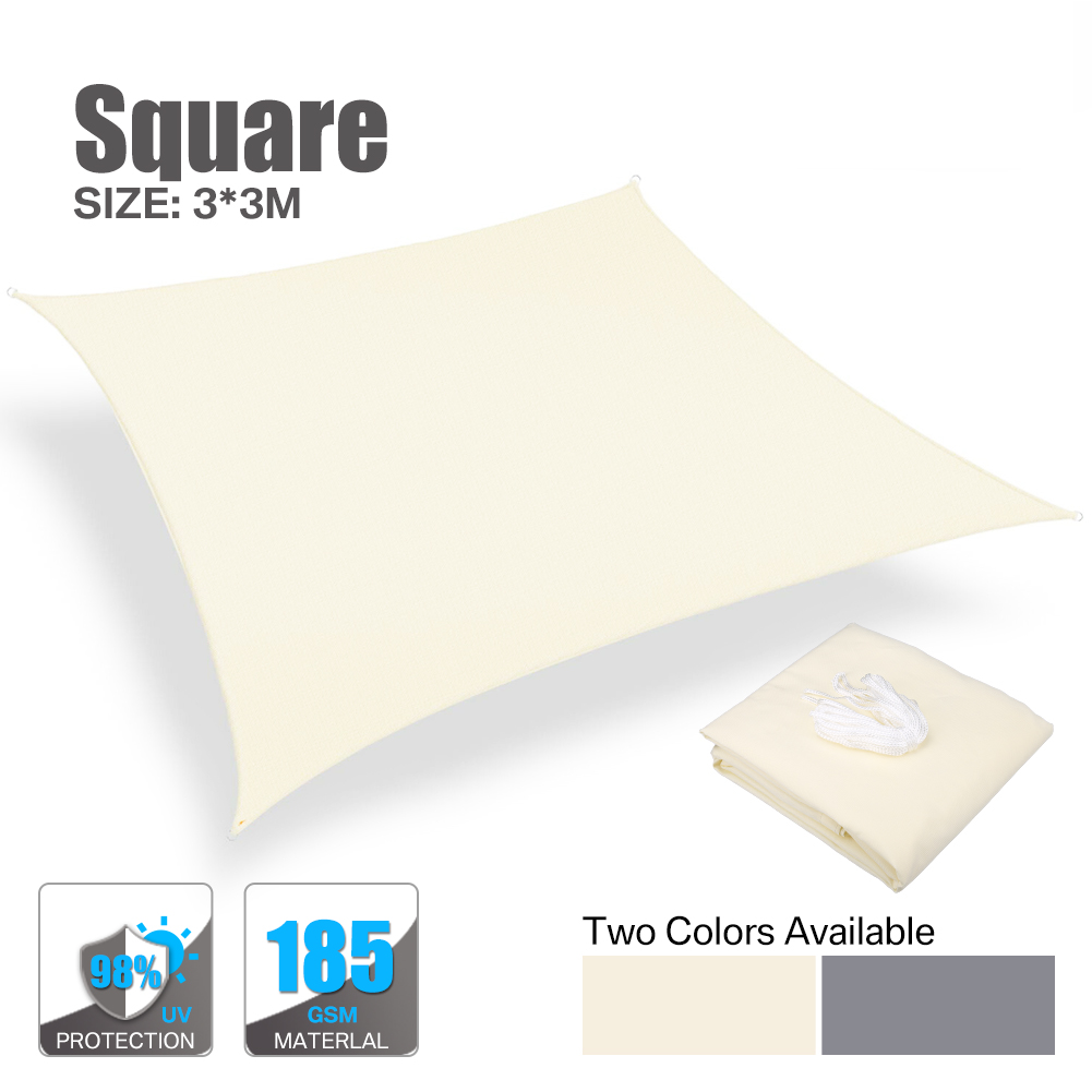 WATERPROOF HEAVY DUTY SUN SHADE SAIL GARDEN PATIO AWNING CANOPY 98% UV BLOCK UK