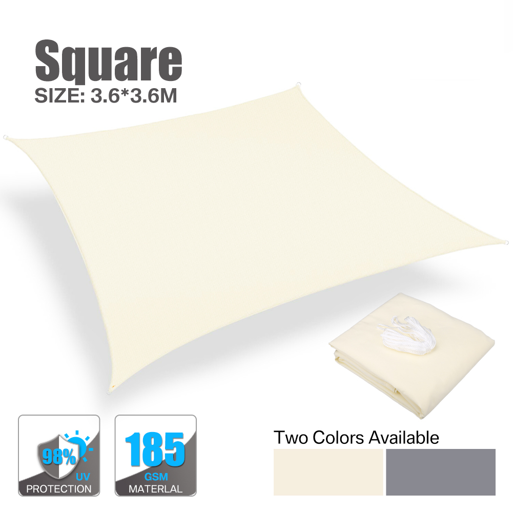 WATERPROOF HEAVY DUTY SUN SHADE SAIL GARDEN PATIO AWNING CANOPY 98% UV BLOCK UK