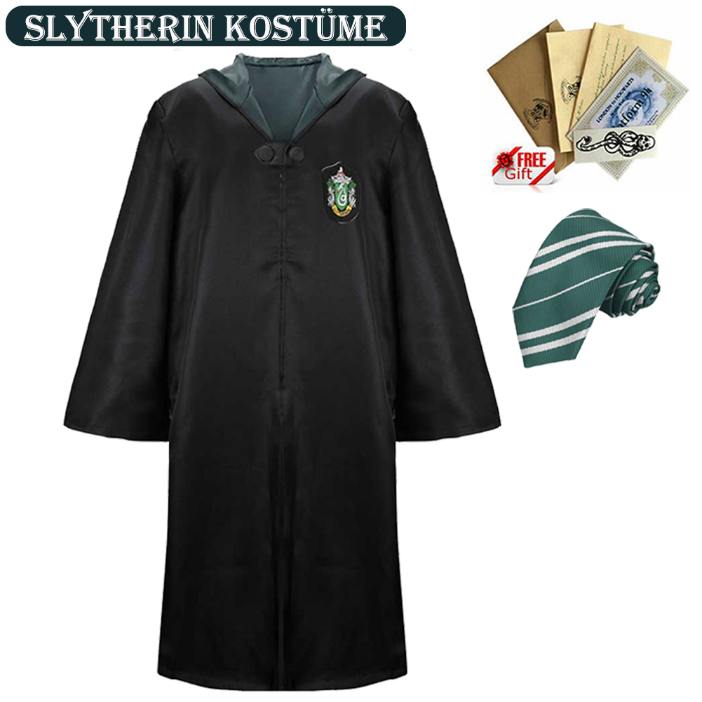 Harry Potter Kostüm Robe Mantel Umhang Krawatte Gryffindor Slytherin Hufflepuff - Bild 14 von 28