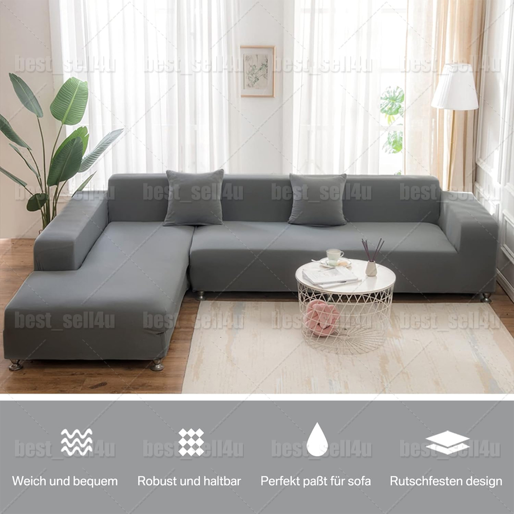 2x Stretch Sofa Covers Corner Couch Slipcover for L Shape Detachable Sectional
