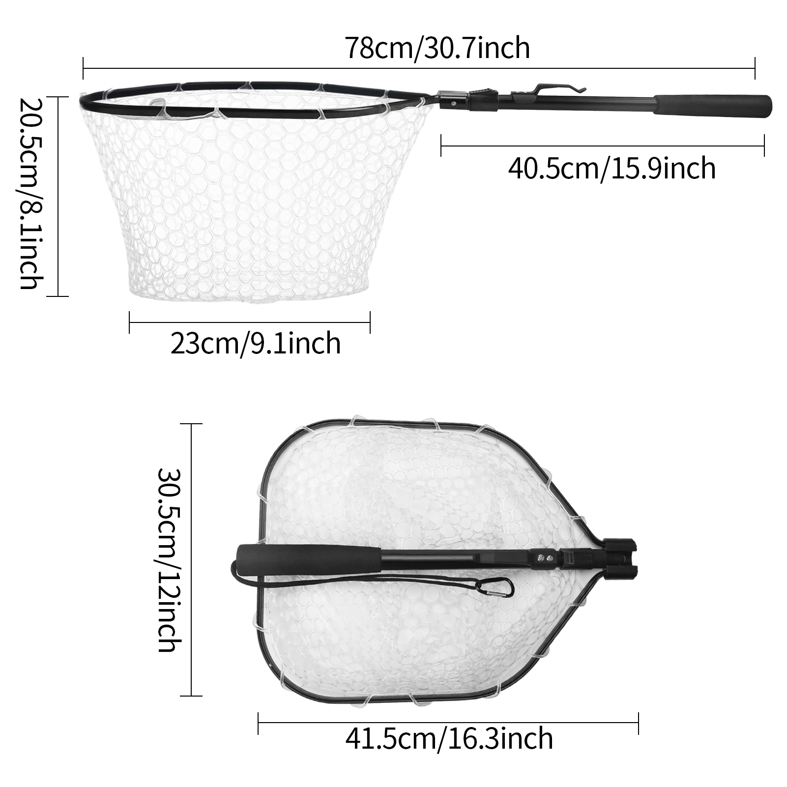 Foldable Aluminum Alloy Transparent Fishing Landing Net 80cm Extended  Portable | eBay