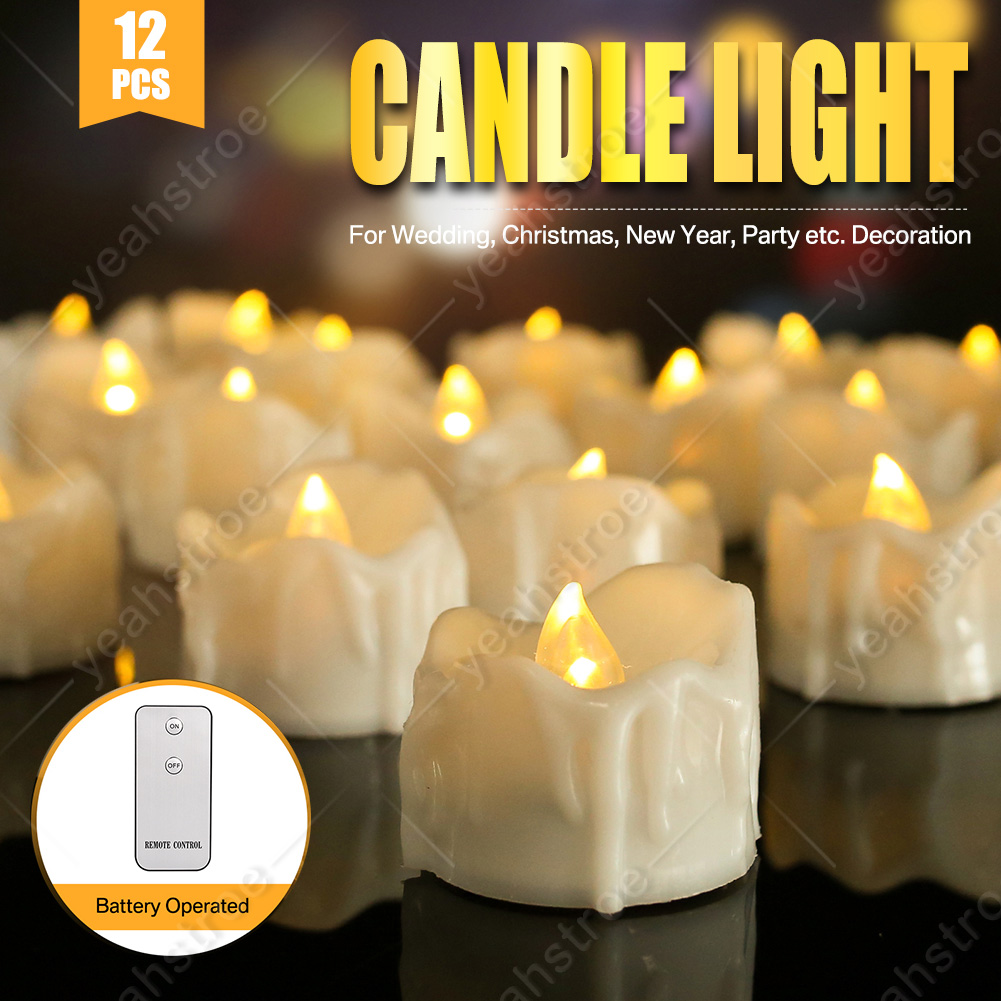 6/12/24pcs Led Tea Lights Candles LED FLAMELESS Battery Operated W/ timer remote - Picture 23 of 40
