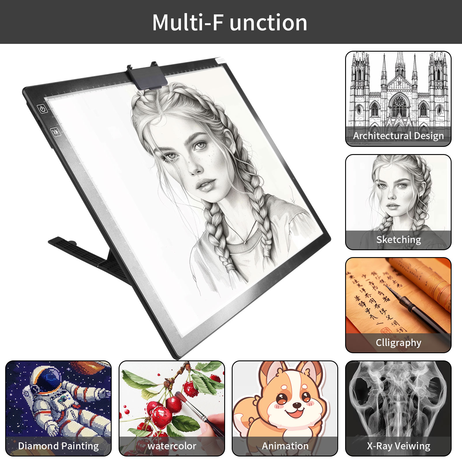 A3 LED Zeichnung Zeichenbrett Leuchtkasten Tattoo Kunst Schablone Ultradünn Lightbox Pad - Bild 30 von 47