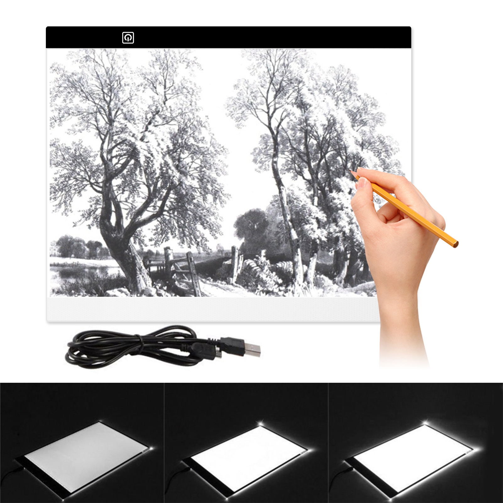 A3 LED Zeichnung Zeichenbrett Leuchtkasten Tattoo Kunst Schablone Ultradünn Lightbox Pad - Bild 21 von 47