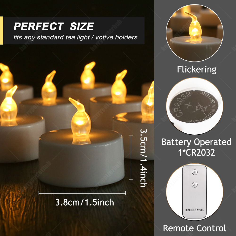 6/12/24pcs Led Tea Lights Candles LED FLAMELESS Battery Operated W/ timer remote - Picture 33 of 40