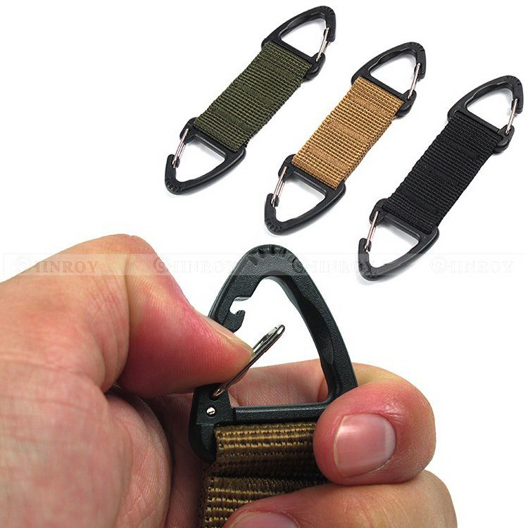 2pcs Outdoor Strong Webbing Belt Double Ended Triangular Carabiner Clip