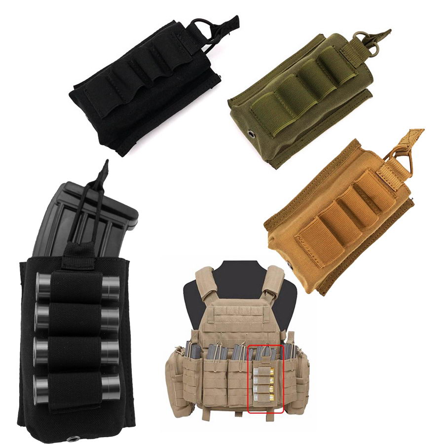 Tactical Molle 5.56mm Magazine Pouch with 4 rounds Shotgun Shells ...