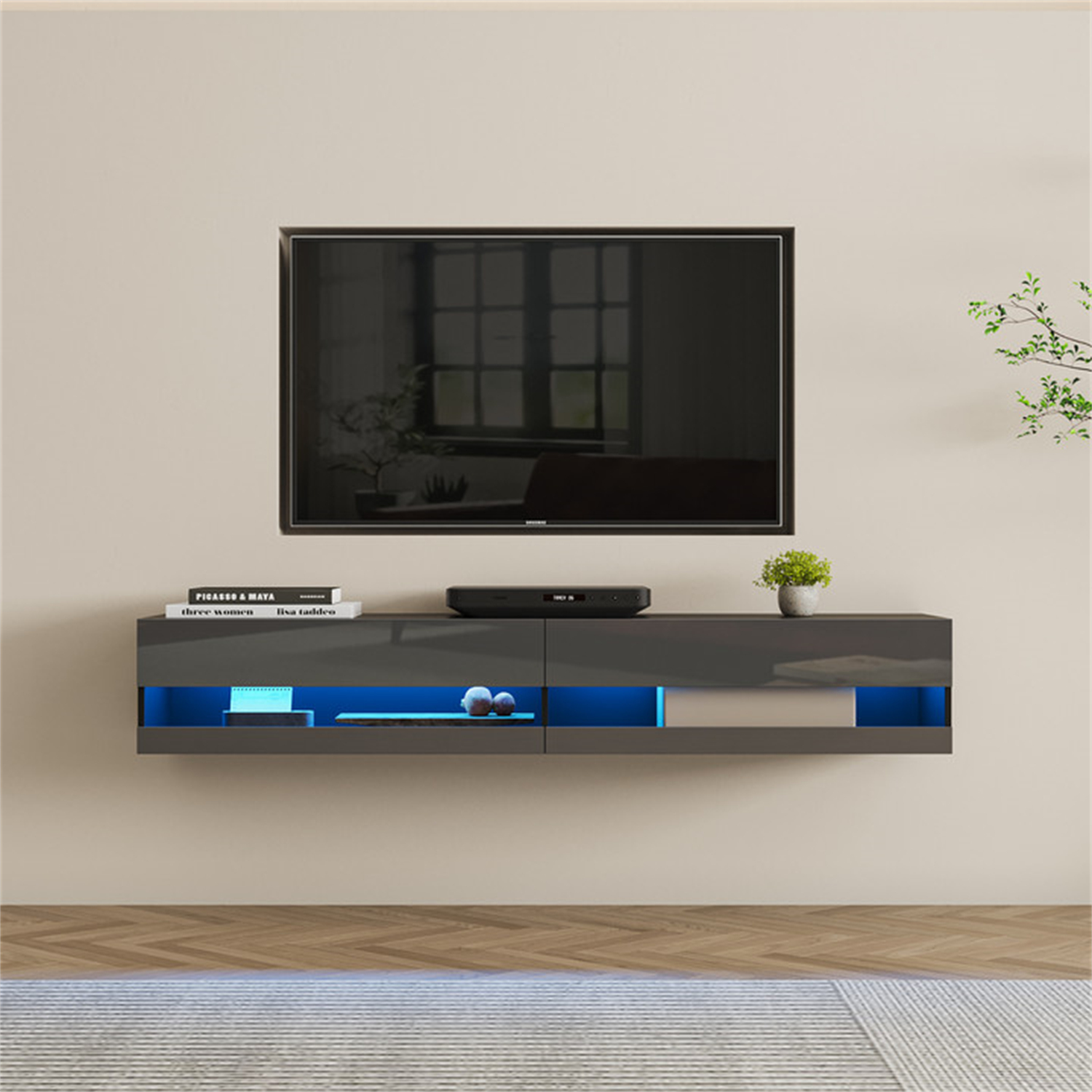 Floating TV Stand Wall Mounted Entertainment Center TV
