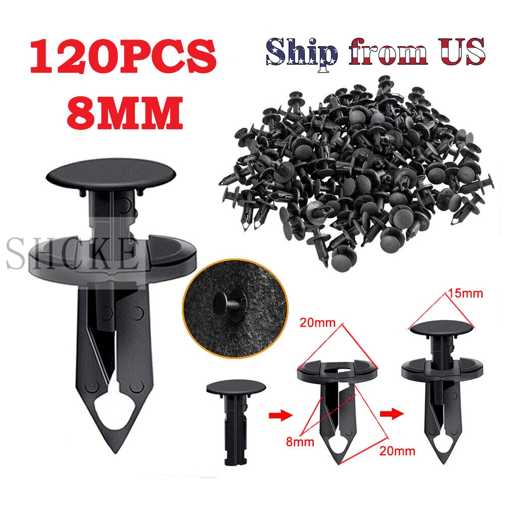 100-Piece 8mm Bumper Clips & Retainers – Car Plastic Rivets For Honda, GM, Ford & More