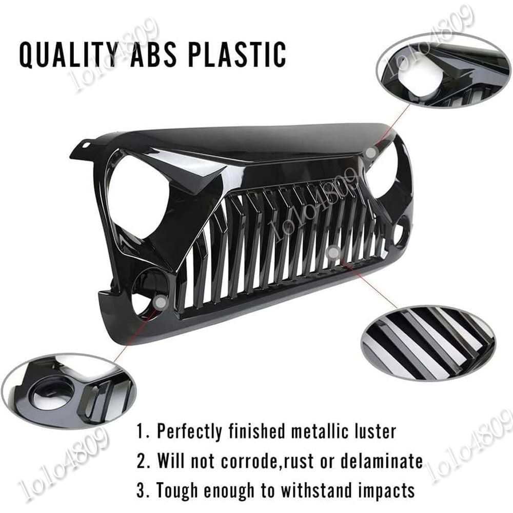 Iturning Glossy Black Shark Grille For 2007-2018 Jeep Wrangler JK & JKU - Front Grille Guard