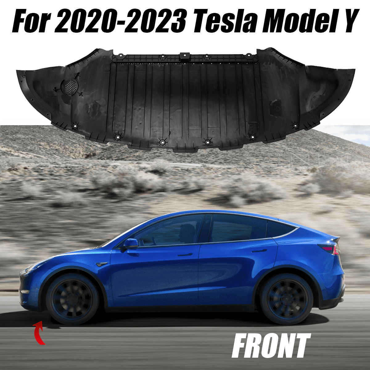 Front Lower Splash Shield 1493760-00-A Tesla Model Y Front Bumper Splash Shield - Under Engine Guard Panel 2020-2022 Replacement Replacement Cost